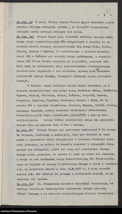 Obraz 15 z jednostki "Protokoły z posiedzeń Zarządu Okręgu Poznańskiego Związku Powstańców Wielkopolskich."