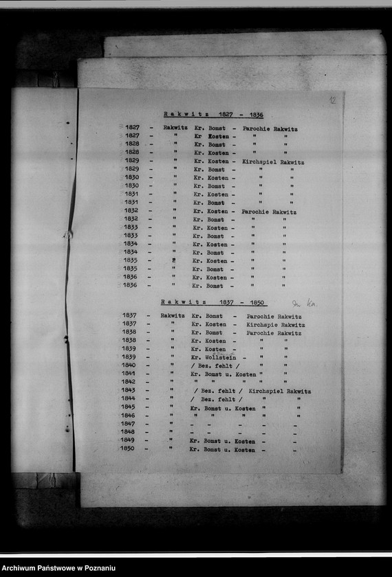 Obraz 16 z jednostki "Verzeichnis der im Amtsgericht Wollstein [Wolsztyn] befindlichen Kirchenduplikate"