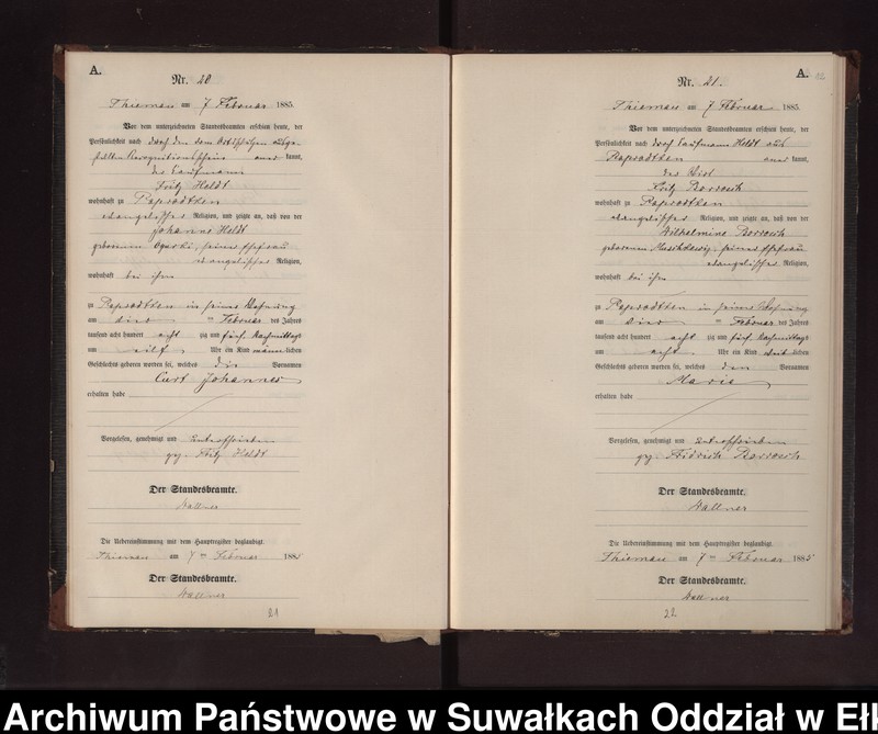 image.from.unit.number "Geburts-Neben-Register des Preussischen Standes-Amtes Rydzewen Kreis Loetzen"