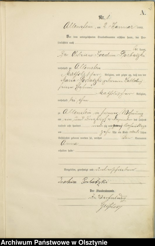 image.from.unit.number "Geburts-Haupt-Register Tom I,Nr 1 - 280"