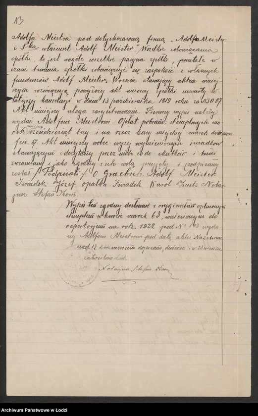 Obraz 15 z jednostki "Adolf Meister i S-ka- warsztaty elektrotechniczne i biuro instalacyjne"