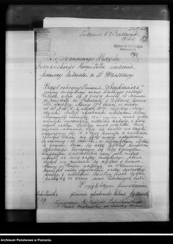 Obraz 16 z jednostki "Królestwo Polskie [korespondencja i sprawozdania z działalności różnych towarzystw z terenu Królestwa Polskiego, między innymi Polskiego Towarzystwa Pomocy dla Ofiar Wojny.]"