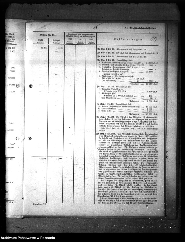 Obraz 14 z jednostki "Haushalt des Reichsverkehrsministeriums für des Rechnungsjahr 1944"