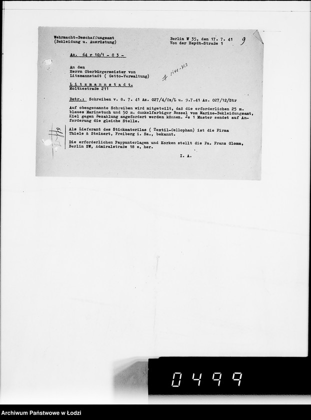 Obraz 13 z jednostki "Kriegsauftrag 5148-723-7-304843 Abzeichen f.Marine 15"