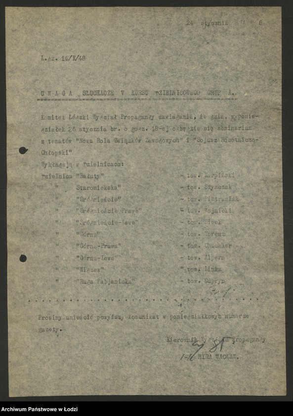 Obraz 14 z jednostki "Komunikaty w sprawie szkolenia międzypartyjnego"