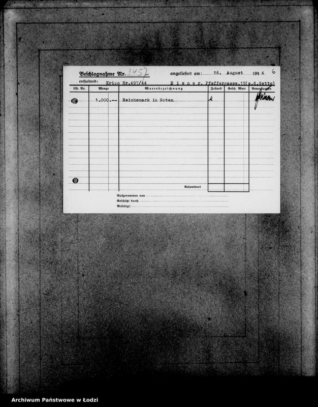 Obraz 10 z jednostki "Kripo 3201-33462 [Kartoteka skonfiskowanego majątku ruchomego u Żydów]"