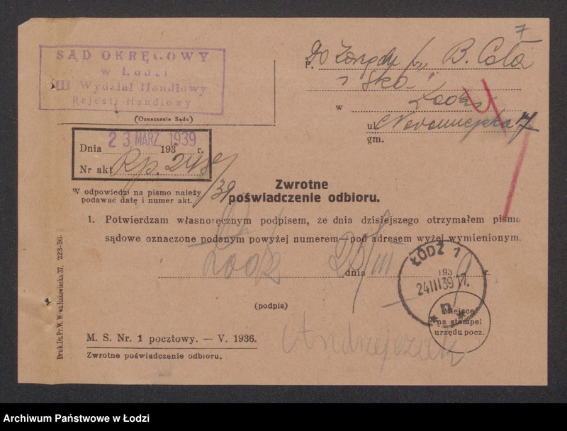 Obraz 9 z jednostki "Lajbuś Samsonowicz, dawid Coła, Bina Coła „B. Coła i s-ka” - sprzedaż manufaktury bawełnainej"