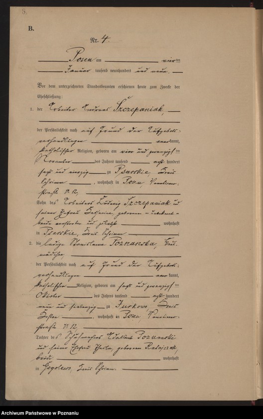 Obraz 10 z jednostki "Księga miejscowa małżeństw tom I [Rejestr główny małżeństw]"