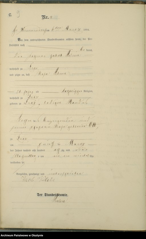 image.from.unit.number "Sterbe-Haupt-Register Nr 1 - 78"