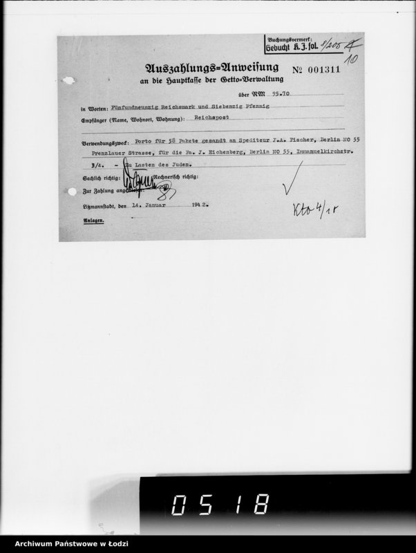 Obraz 13 z jednostki "1. Kassenbelege von nr 1 bis nr 208"