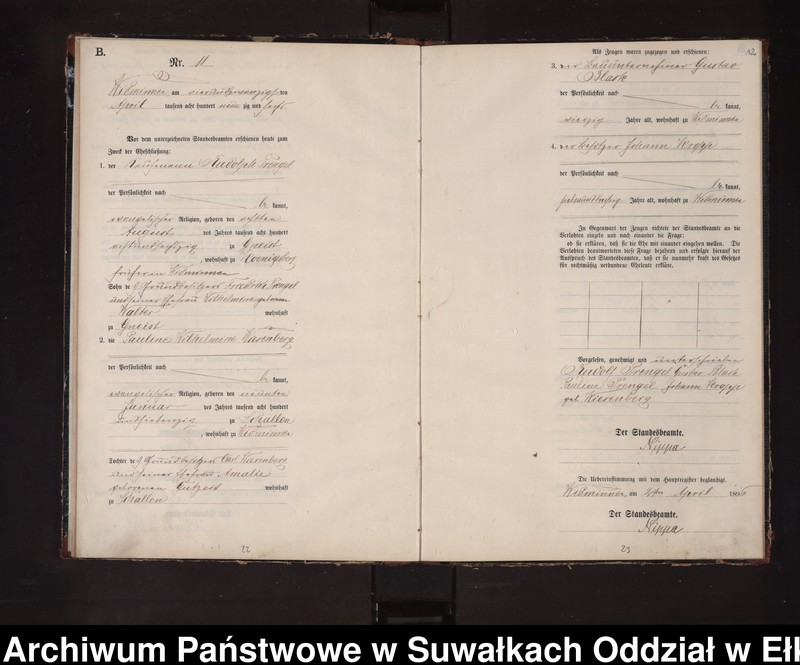 Obraz 15 z jednostki "Heiraths-Neben-Register des Preussischen Standes-Amtes Widminnen Kreis Loetzen"