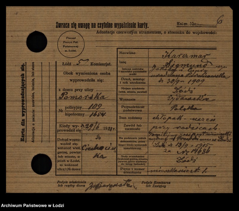 Obraz 8 z jednostki "[Spis ludności Łodzi] Karczmańska - Karnowski"