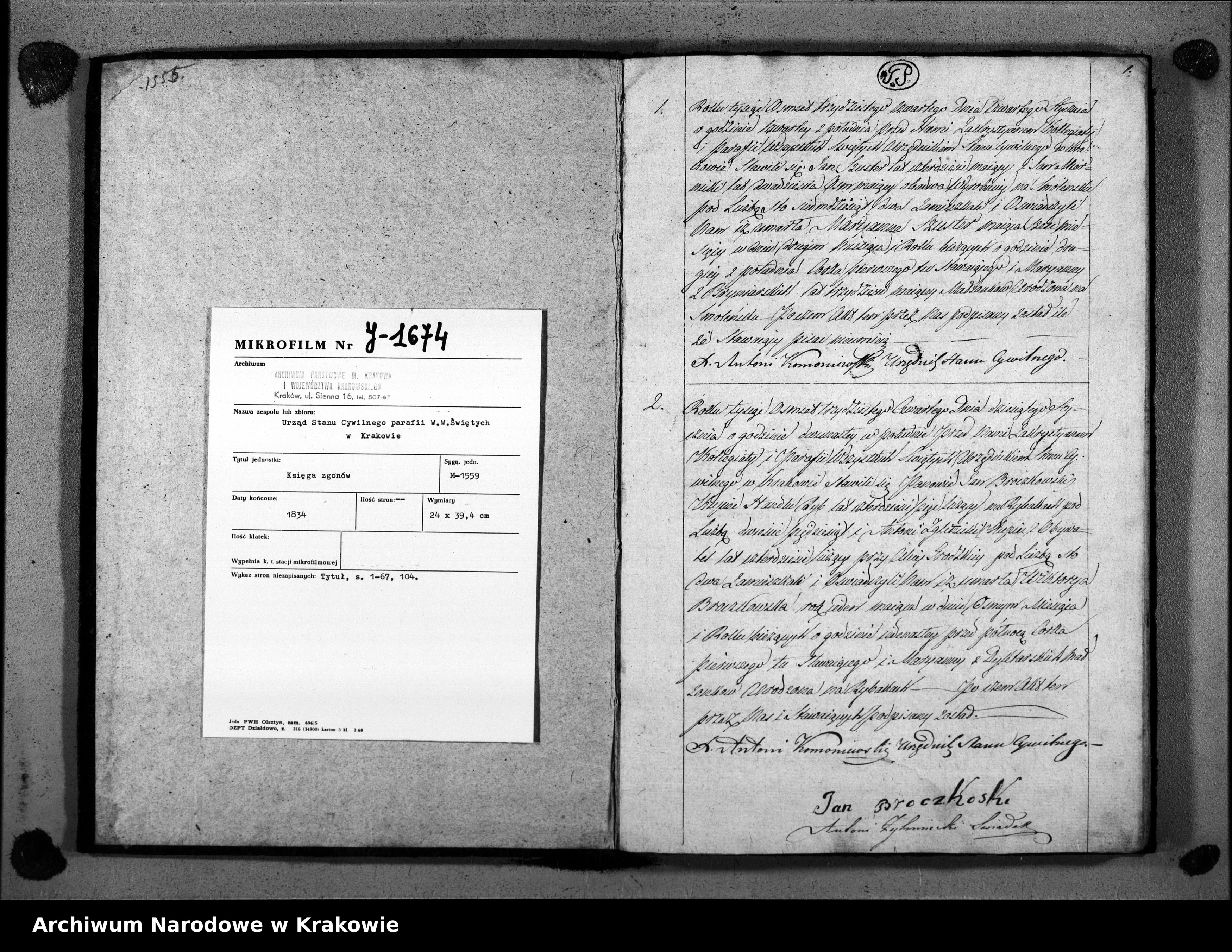 Skan z jednostki: Księga zgonów