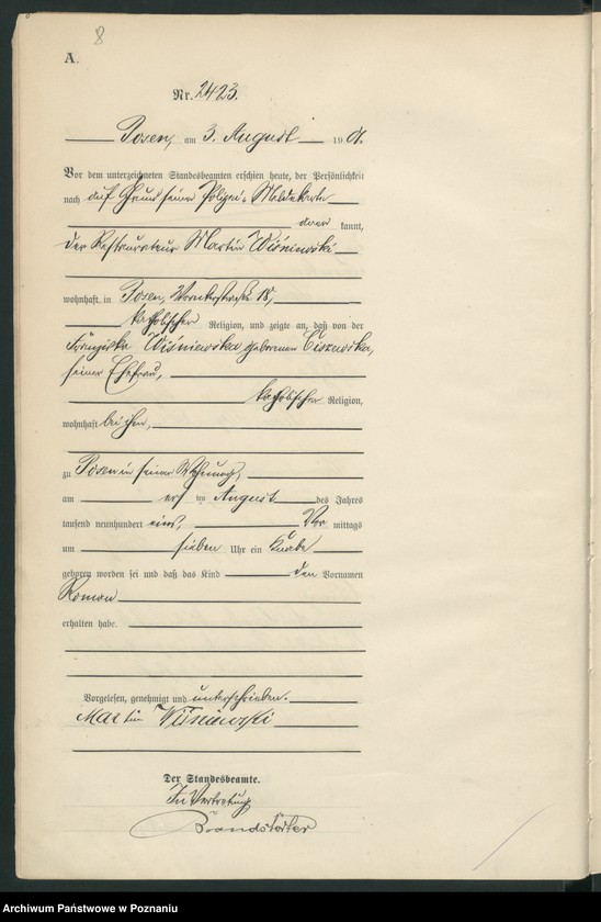 Obraz 11 z jednostki "Księga miejscowa urodzeń t. V"