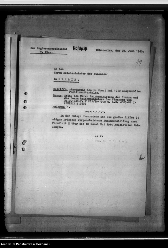 Obraz 19 z jednostki "Familienunterhalt. Zusammenstellungen des Regierungspräsidenten Hohensalza - Inowrocław"