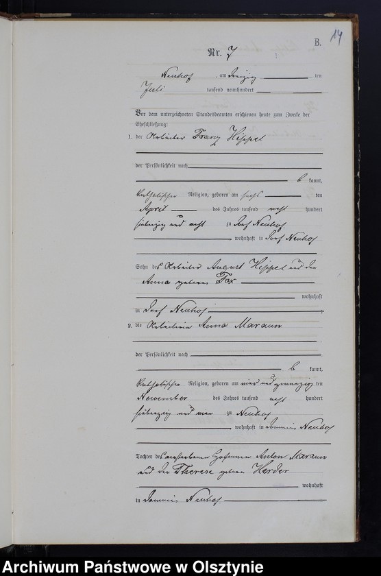 image.from.unit.number "Heiraths-Haupt-Register Nr 1 - 20"