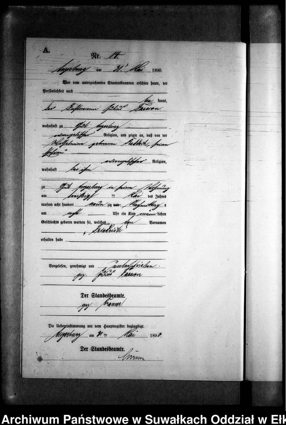 image.from.unit.number "Geburts-Neben-Register des Preussischen Standes-Amtes Kehlen Kreis Angerburg"