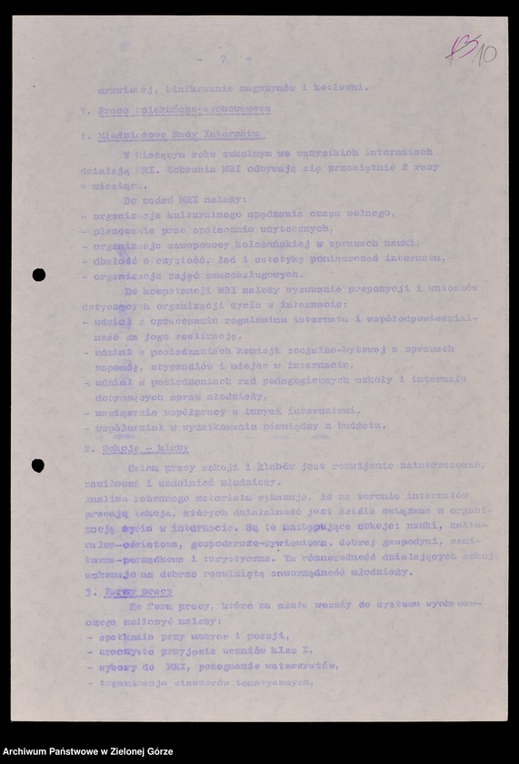 image.from.unit.number "Protokóły z posiedzeń Komisji Wychowania i Oświaty Wojewódzkiej Rady Narodowej w Zielonej Górze; Nr 18 - 24"