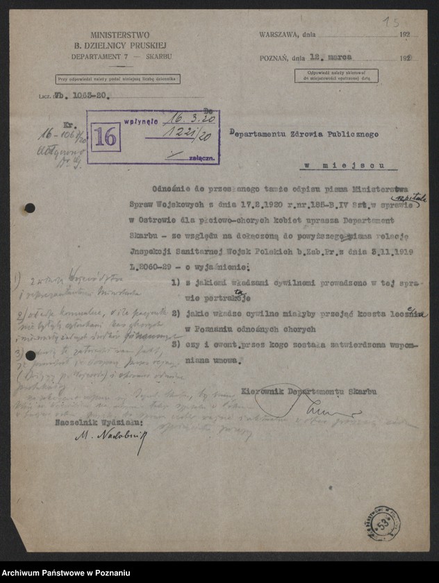Obraz 17 z jednostki "Ministerstwo byłej Dzielnicy Pruskiej - Departament Zdrowia Publicznego. Akta w sprawie: Lecznic dla chorych wenerycznie kobiet [korespondencja]"