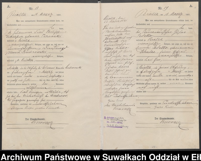image.from.unit.number "Geburts-Haupt-Register des Königlichen Preussischen Standes-Amtes Bialla Kreis Johannisburg"