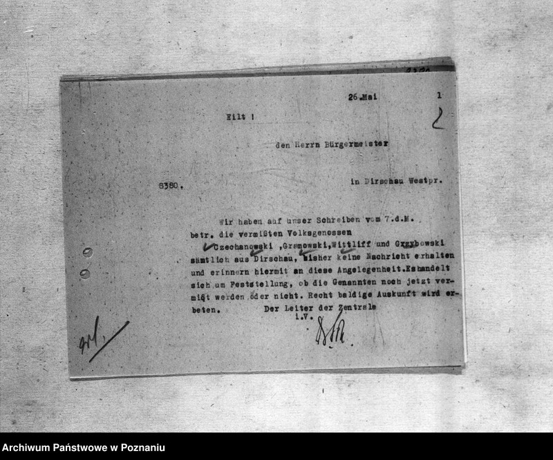 Obraz 6 z jednostki "Amtliche Meldung Kreis Dirschan (Tczew)"