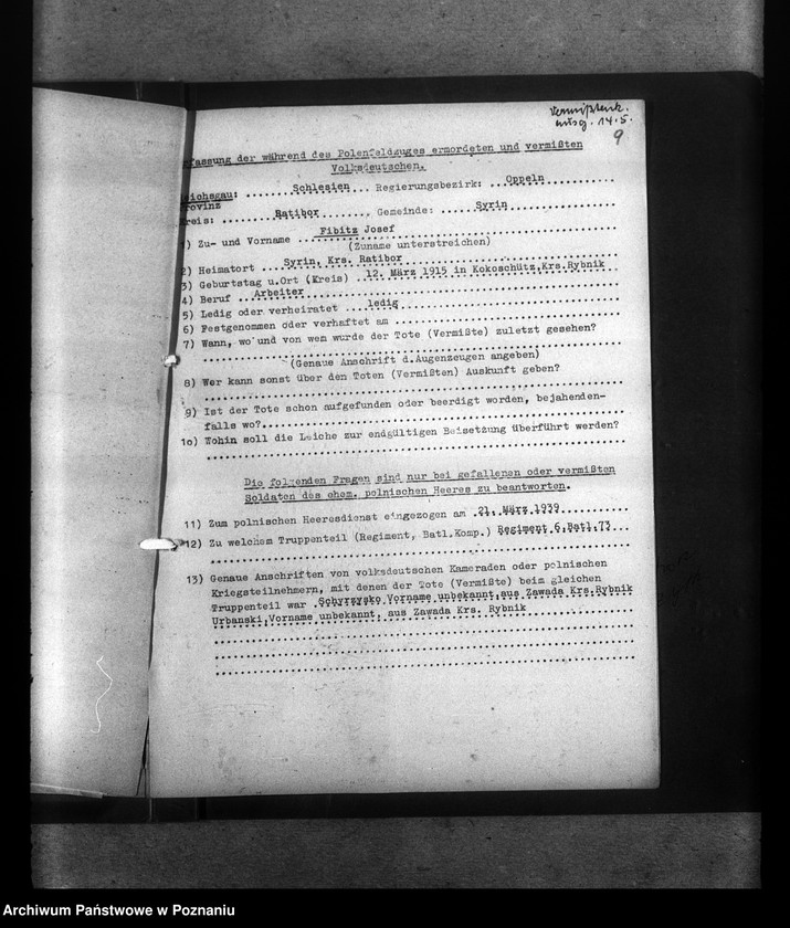 Obraz 13 z jednostki "Amtliche Meldungen Kreis Ratibor O/ S (Raciborz)"