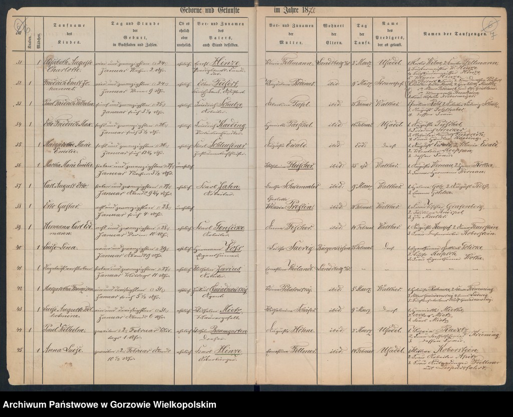 image.from.unit.number "Duplikate der Hauptkirche zu Landsberg an der Warthe (zawiera także Concordien, Reformirte und Militair Kirchen Gemeinde dotyczące zgonów w 1873 r.)"