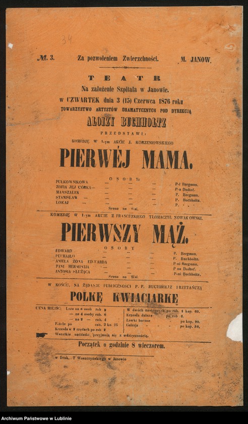 Obraz 9 z kolekcji "Zapraszamy na nadzwyczajne widowisko... XIX-wieczne afisze teatralne111"