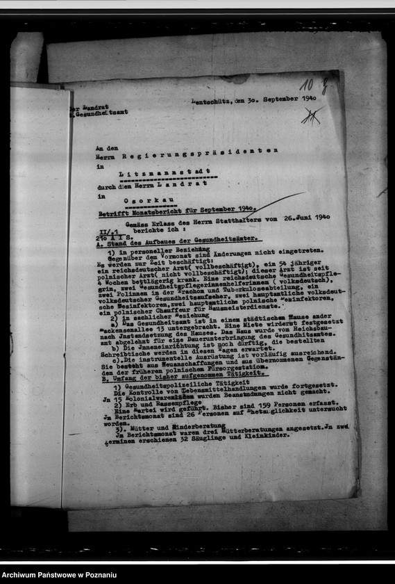 Obraz 14 z jednostki "Stand des Gesundheitswesens im Kreise Lentschütz (Łęczyca)"