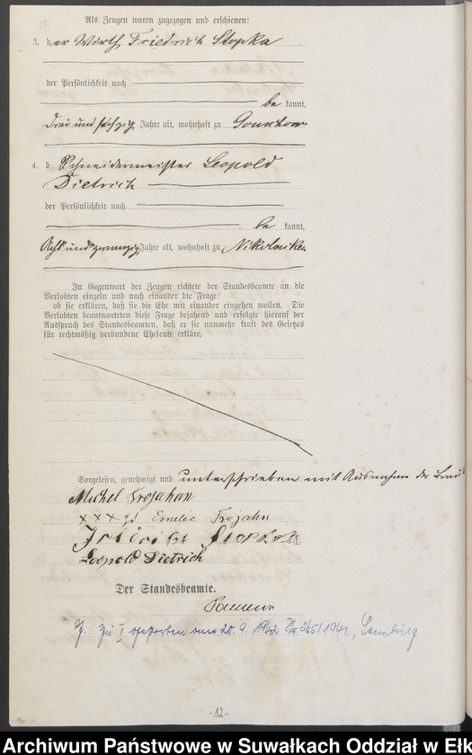 image.from.unit.number "Heiraths-Haupt-Register des Königlich Preussischen Standes-Amtes Forstrevier Nicolaiken Kreis Sensburg für das Jahr 1882[do 1884]"