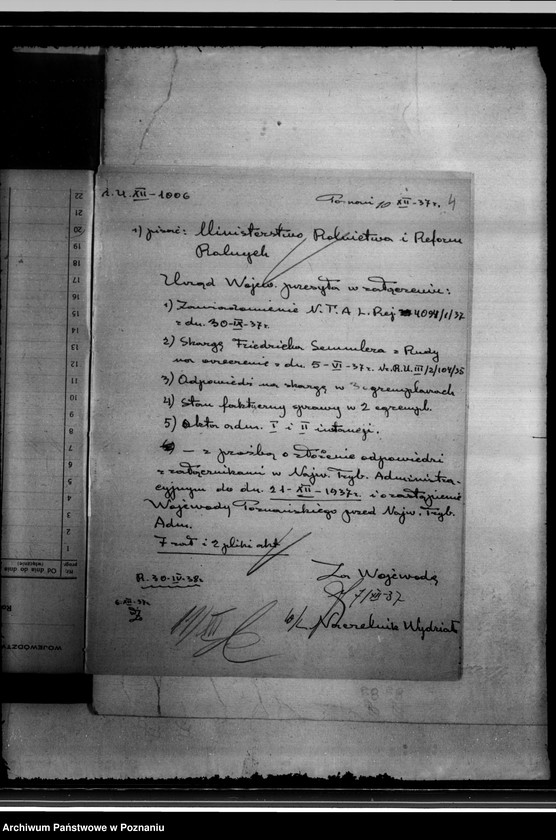 Obraz 8 z jednostki "Friedrich Semmler Skarga do Najwyższego Trybunału Administracyjnego na decyzję Wojewody Poznańskiego z dnia 5.VI.1937 r. /sprawy przewłaszczenia/"