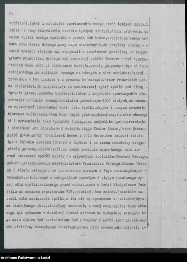 Obraz 19 z jednostki "Bracia Hesse- sprzedaż konfekcji, futer, artykułów sportowych"