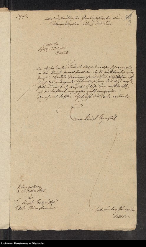 image.from.unit.number "In S. [Sachen] Johann Gottfried Wosseck [Woszeck] wegen seiner Abwesenheit"