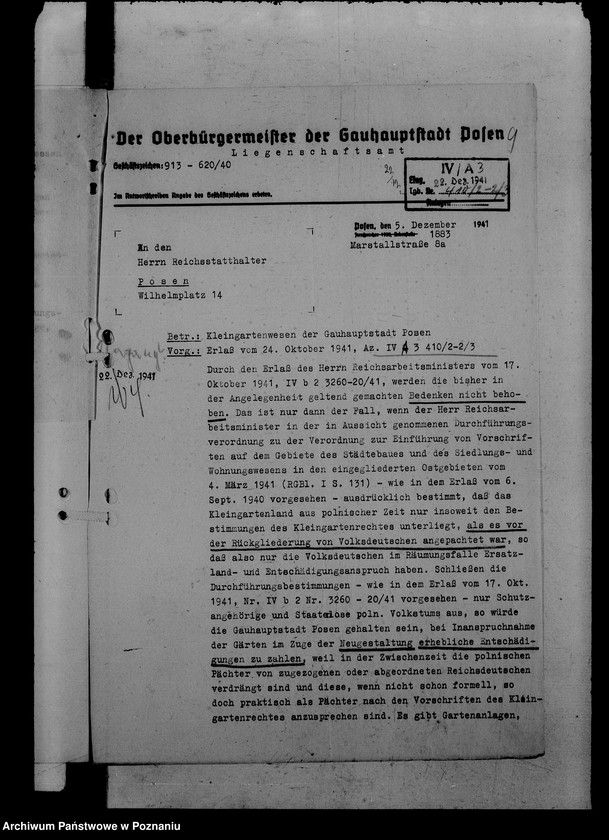 Obraz 13 z jednostki "Korespondencja i plany sytuacyjne ogródków działkowych w Poznaniu"