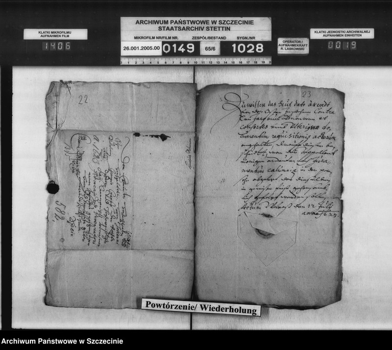 image.from.unit.number "Arnd von d. osten zu Kapelle / Jakob Brauer, Pastor in Trient: Nachlass- Streitigkeiten."