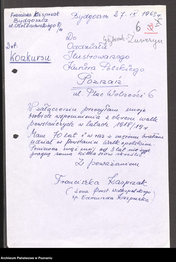 Obraz 19 z jednostki "Relacje i wspomnienia dotyczące powstania wielkopolskiego: 1. Żnin, powiat Żnin, województwo bydgoskie, 2. Żurczyn, powiat Szubin, województwo bydgoskie."