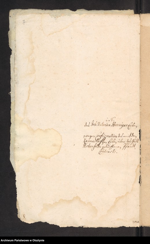 image.from.unit.number "In S. [Sache] Johann Valerian Hoernigs Erben wegen des Guths Hohenfelde"
