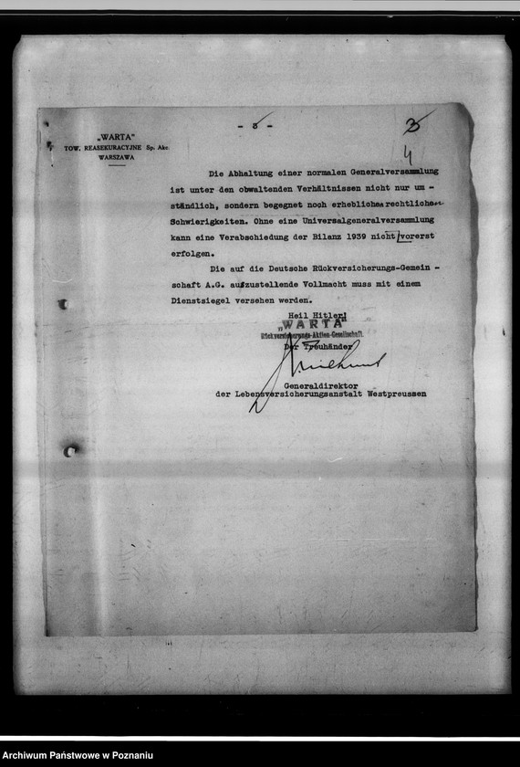 Obraz 8 z jednostki "Beteiligung an der "Warta" - Rückversicherung A.G."