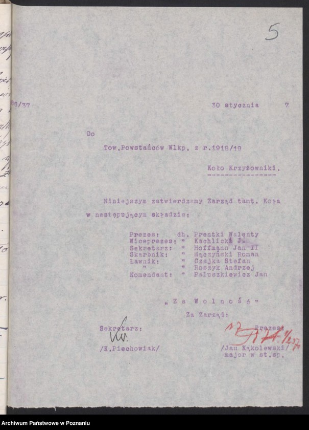 Obraz 7 z jednostki "Krzyżowniki, powiat Poznań - akta koła."