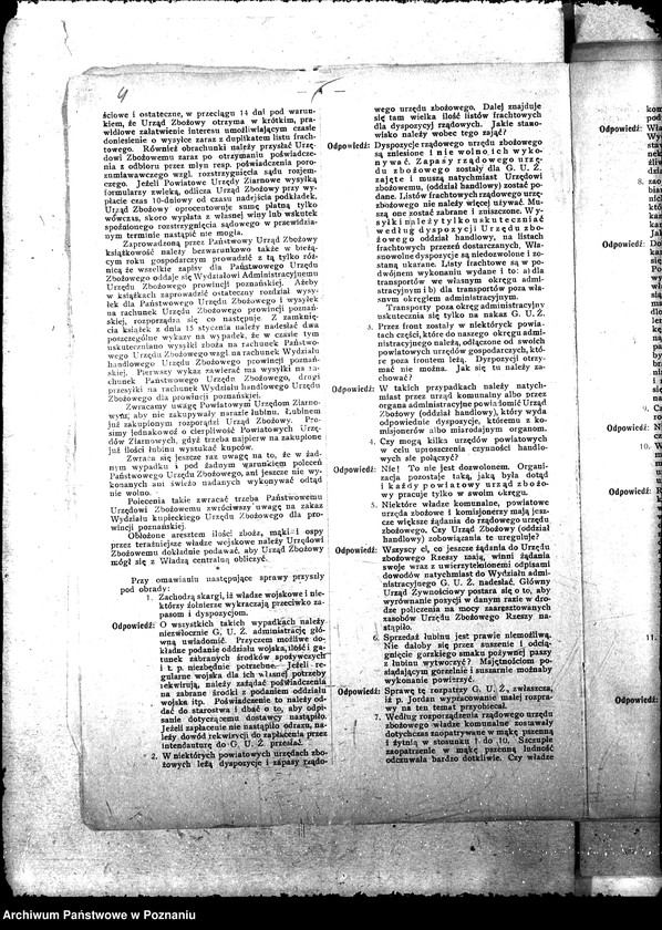 Obraz 7 z jednostki "Druk "Posiedzenie landratów, kierowników Prowincjonalnych Urzędów Gosp. i członków Gł. Urzędu Żywnościowego z dn. 20.I.1919 r. ""