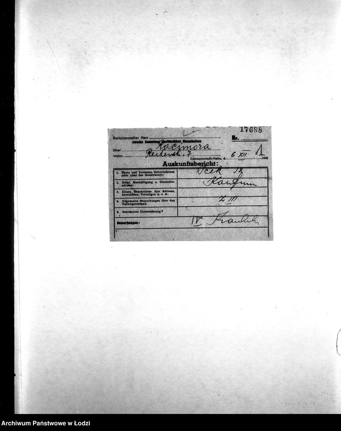 Obraz 4 z jednostki "[Korespondencja z wydziałami gettowymi; z osobami prywatnymi w różnych krajach w sprawie informacji o mieszkańcach getta]"