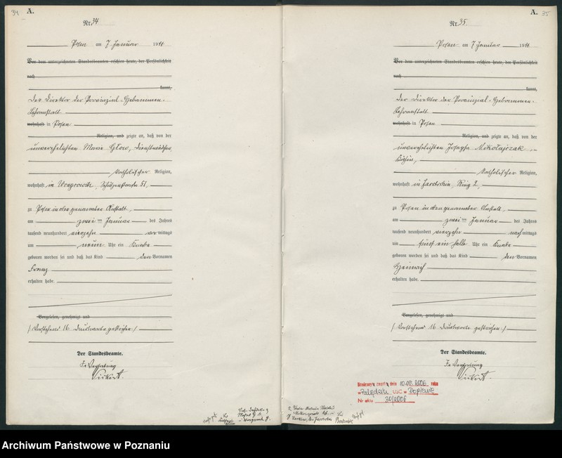 Obraz 20 z jednostki "Księga miejscowa urodzeń tom I [Rejestr główny urodzeń]"