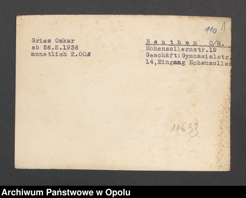 Obraz 3 z jednostki "[Gries Oskar, Beuthen]"