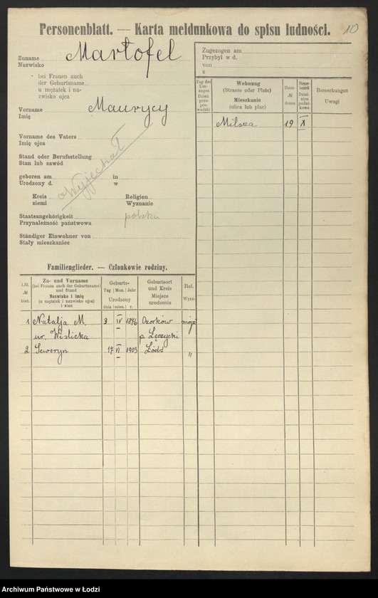 Obraz 12 z jednostki "[Spis ludności Łodzi] Mardofel - Markgraf"
