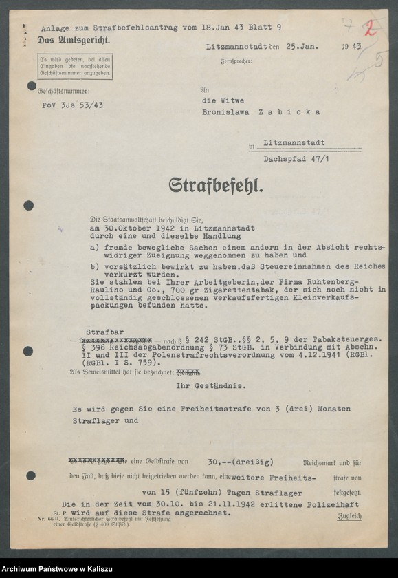 image.from.unit.number "[Akta osobowe więźnia - Żabicka Bronisława, zam. Łódź]"