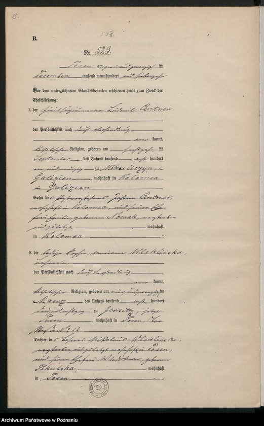 Obraz 17 z jednostki "Księga miejscowa małżeństw tom III [Rejestr główny małżeństw]"