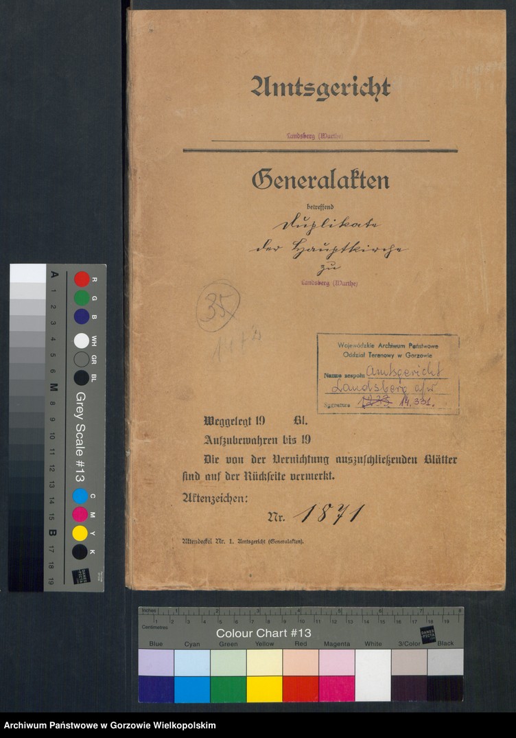 image.from.unit.number "Duplikate der Hauptkirche zu Landsberg an der Warthe (zawiera też księgę zgonów Konkordien, reformirte und Militair Kirchen Gemeinde z 1871 r.)"