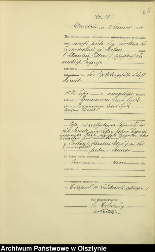 image.from.unit.number "Sterbe-Haupt-Register Tom I,Nr 1 - 399"