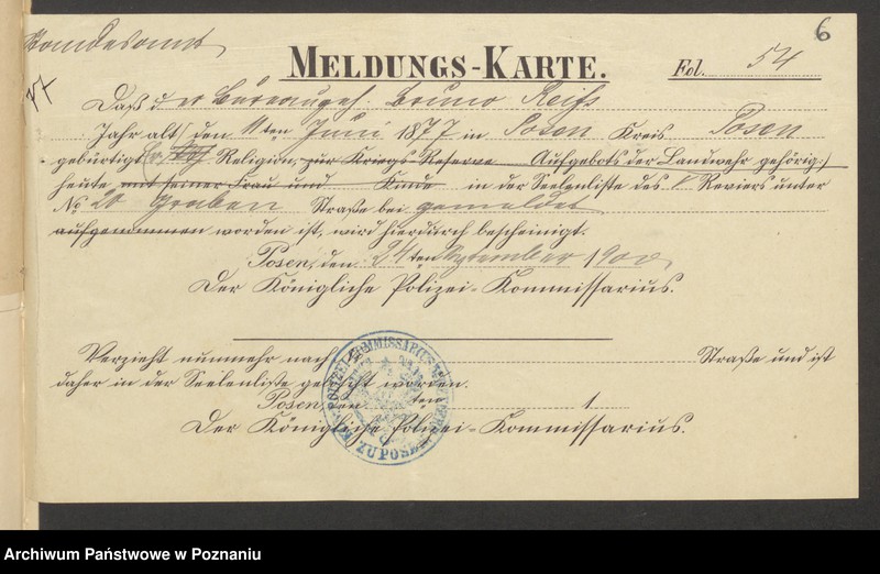 Obraz 8 z jednostki "Die von den Verlobten beigebrachten Urkunden zur Eheschliessung pro 1900"