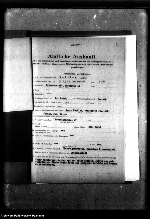 Obraz 8 z jednostki "[Akta personalne wychowanki Lydii Mattich, ur. 12 VIII 1838]."